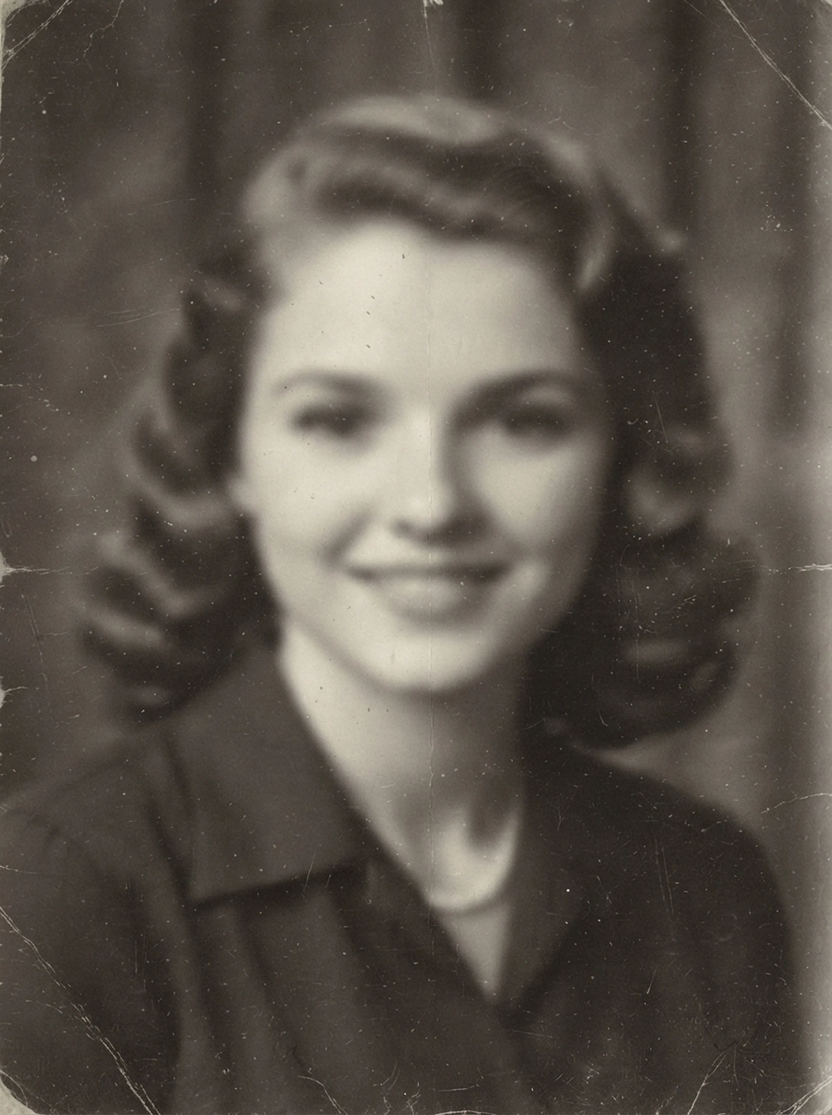 Heavily blurred black-and-white portrait of a young woman